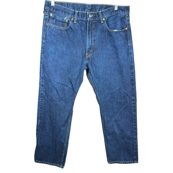 Levis 505 Jeans Mens 36x29 Blue Denim Straight Leg Medium Wash Classic Fit - Picture 1 of 10
